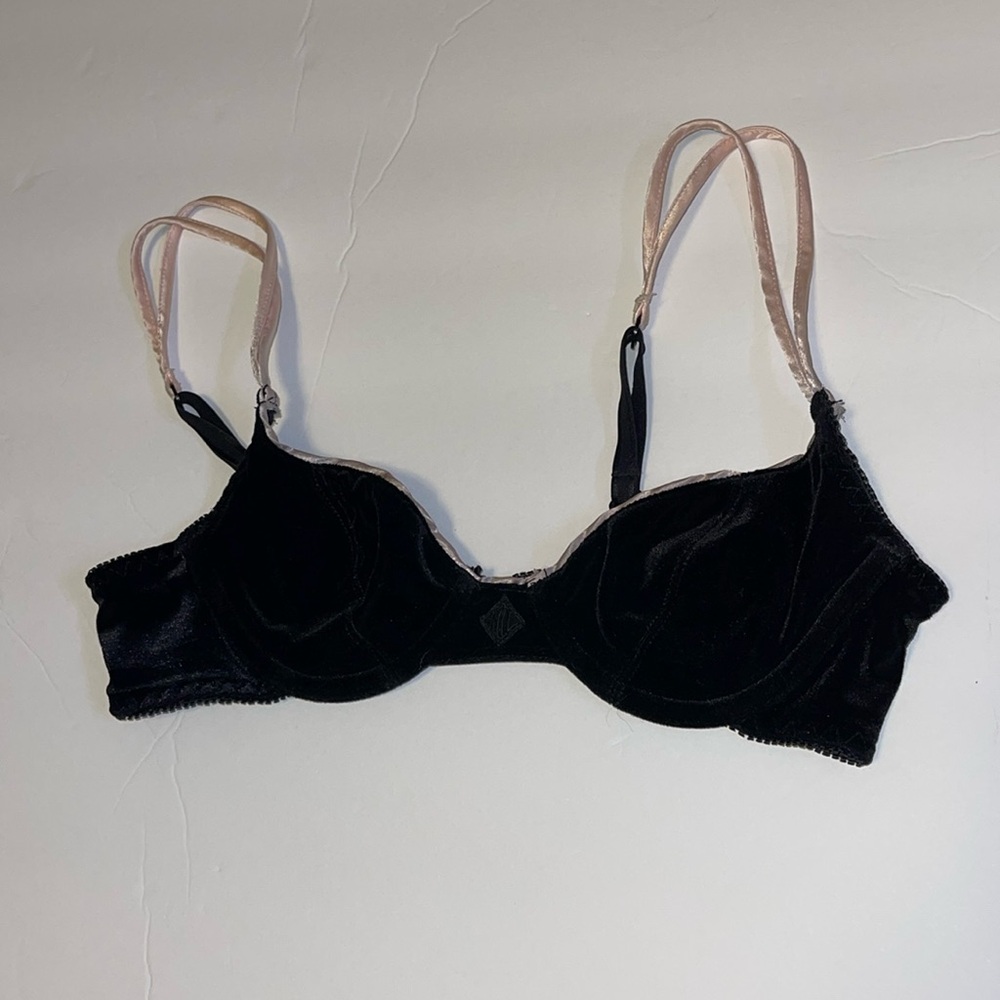 Ralph Lauren Vintage Black Velvet Bra - Women’s Size 34A - Picture 2 of 9